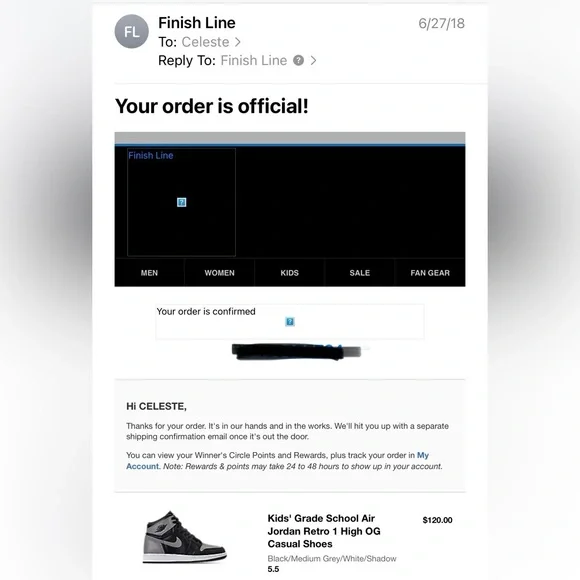 2018 Air Jordan 1 Retro OG ‘Shadow’ GS size 5.5 (wmn 7) - good condition
